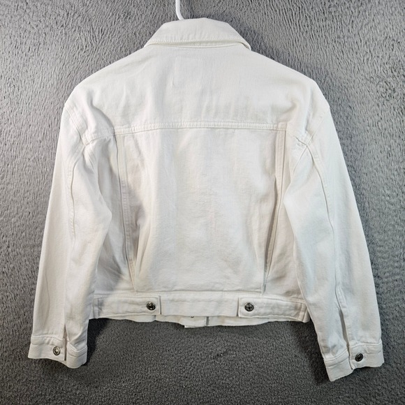 NEW ZARA White Denim Jacket Kids Size 11 12 Years CM 152 Button Front Collared - Picture 7 of 10